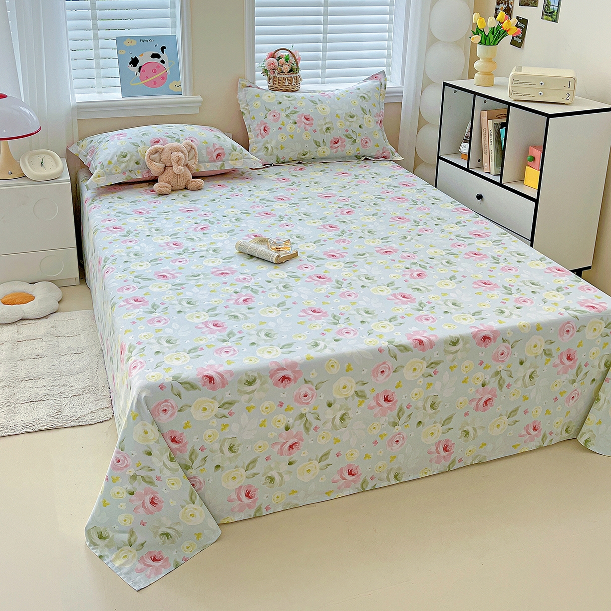 91家纺网 家纺一手货源 找家纺 恩泽家纺 2025新款加厚全棉纯棉印花系列床单单件-单床单 满园芬芳