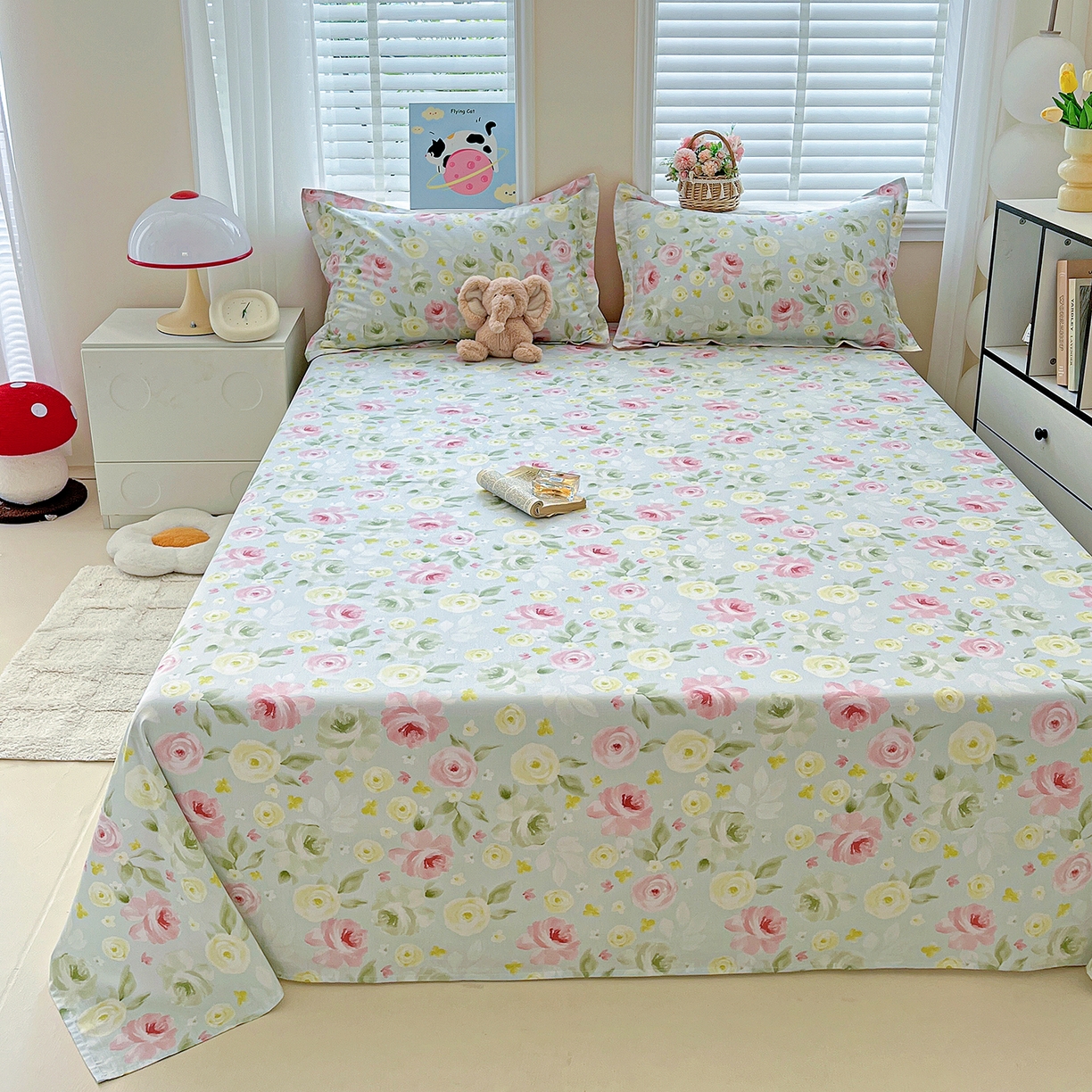 91家纺网 家纺一手货源 找家纺 恩泽家纺 2025新款加厚全棉纯棉印花系列床单单件-单床单 满园芬芳