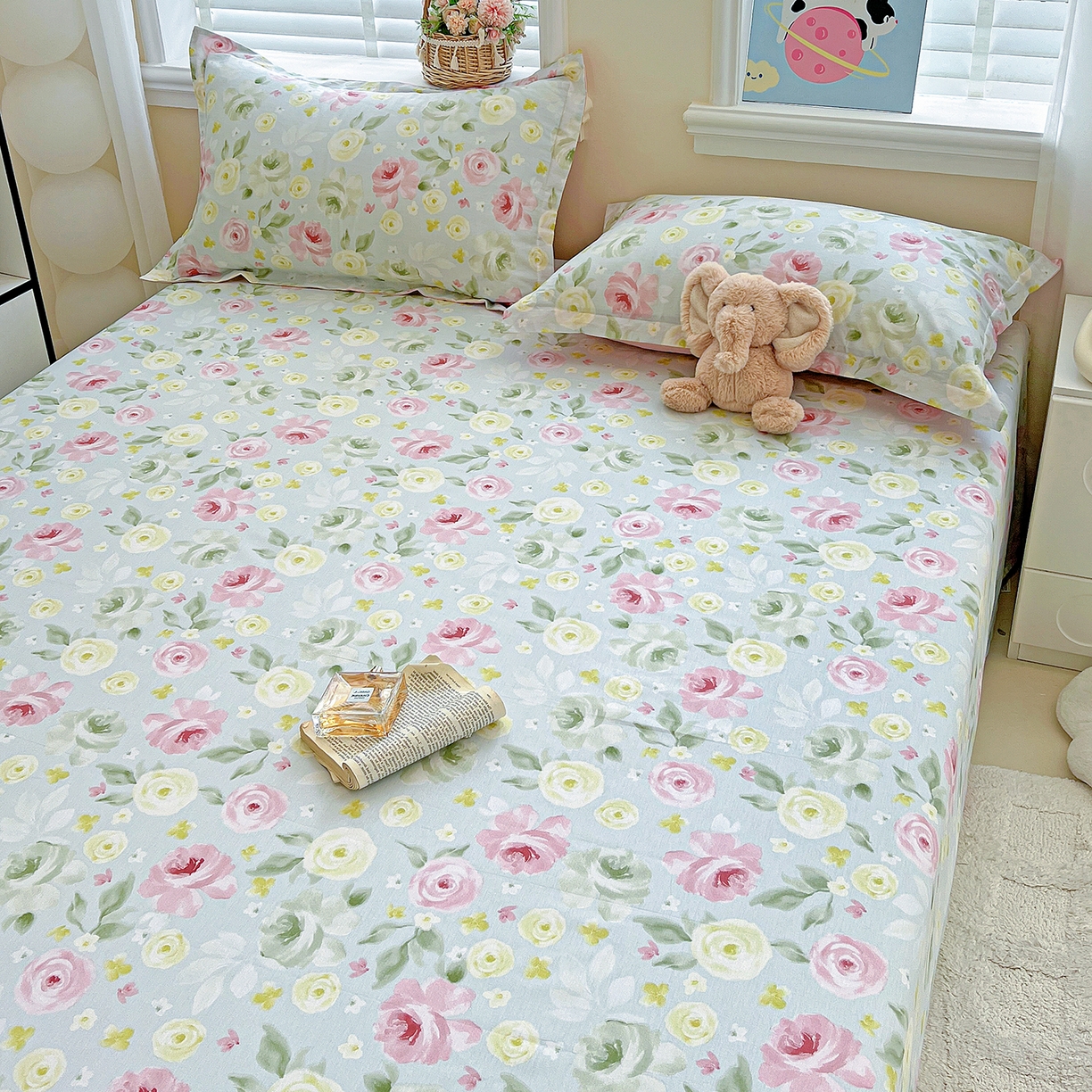 91家纺网 家纺一手货源 找家纺 恩泽家纺 2025新款加厚全棉纯棉印花系列床单单件-单床单 满园芬芳