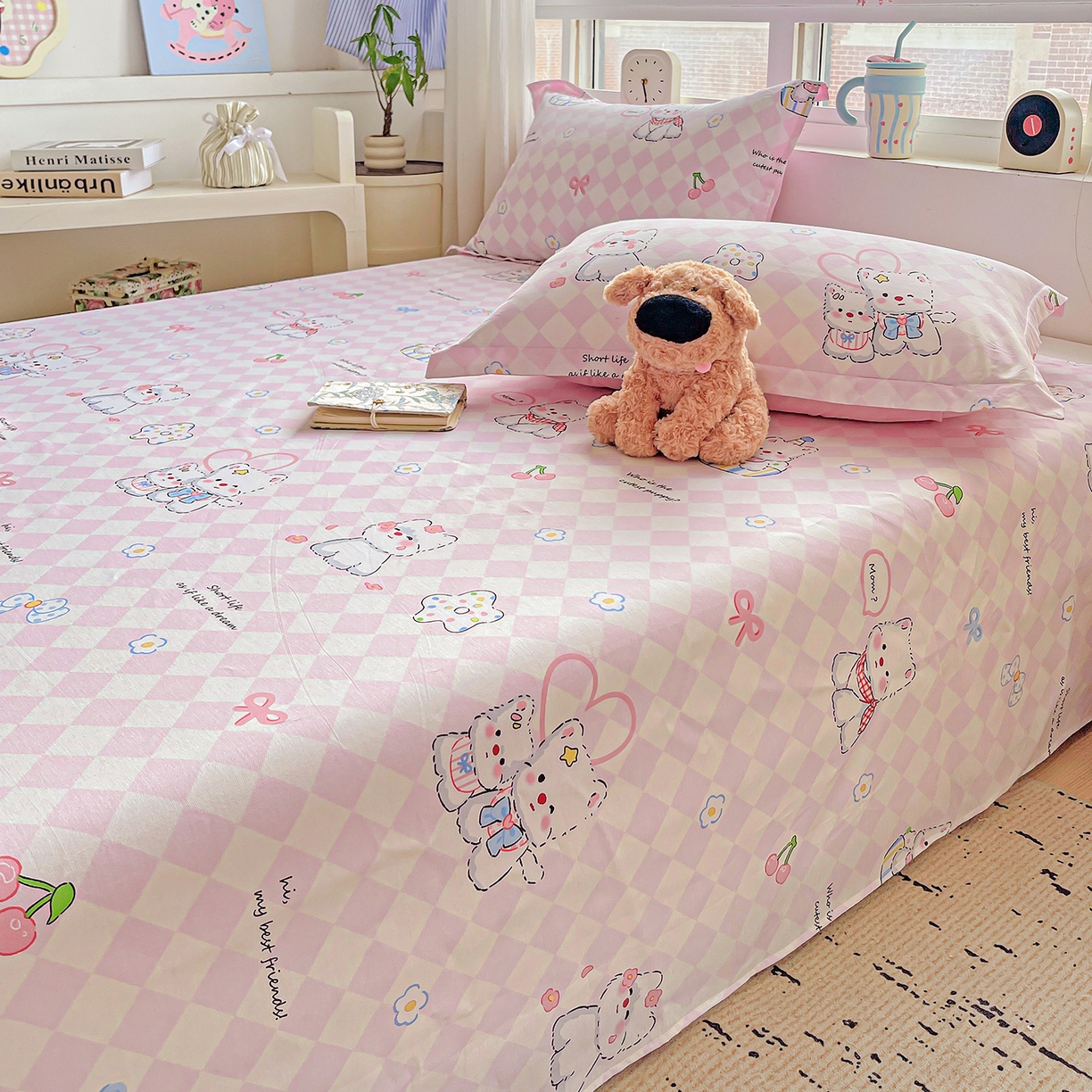 91家纺网 家纺一手货源 找家纺 恩泽家纺 2025新款加厚全棉纯棉印花系列床单单件-单床单 萌宠世界