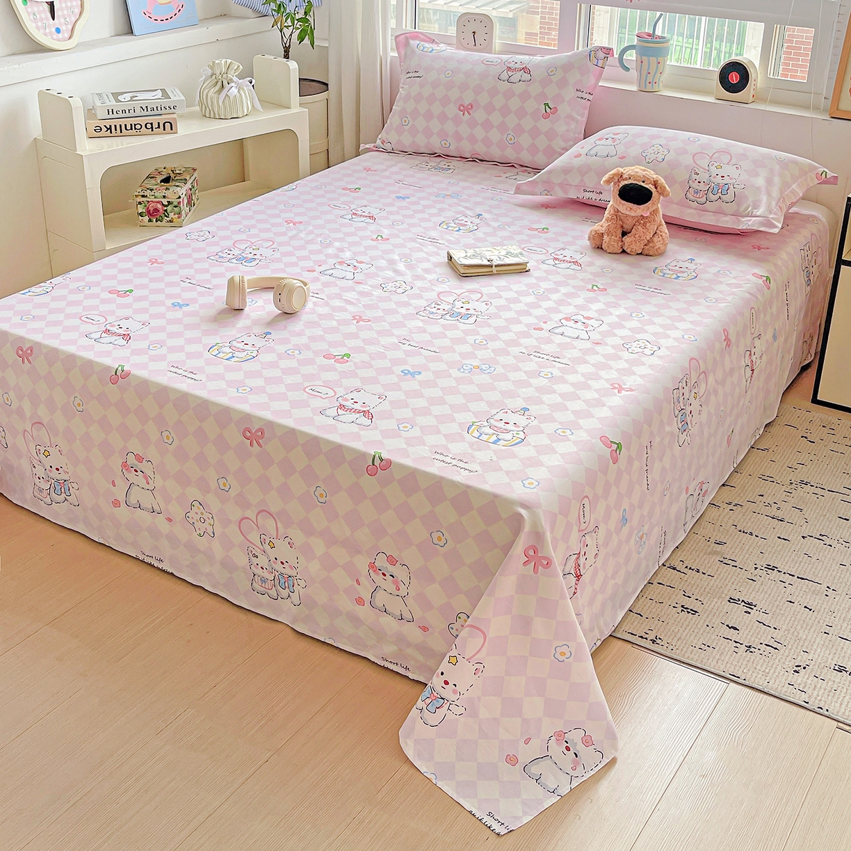 91家纺网 家纺一手货源 找家纺 恩泽家纺 2025新款加厚全棉纯棉印花系列床单单件-单床单 萌宠世界