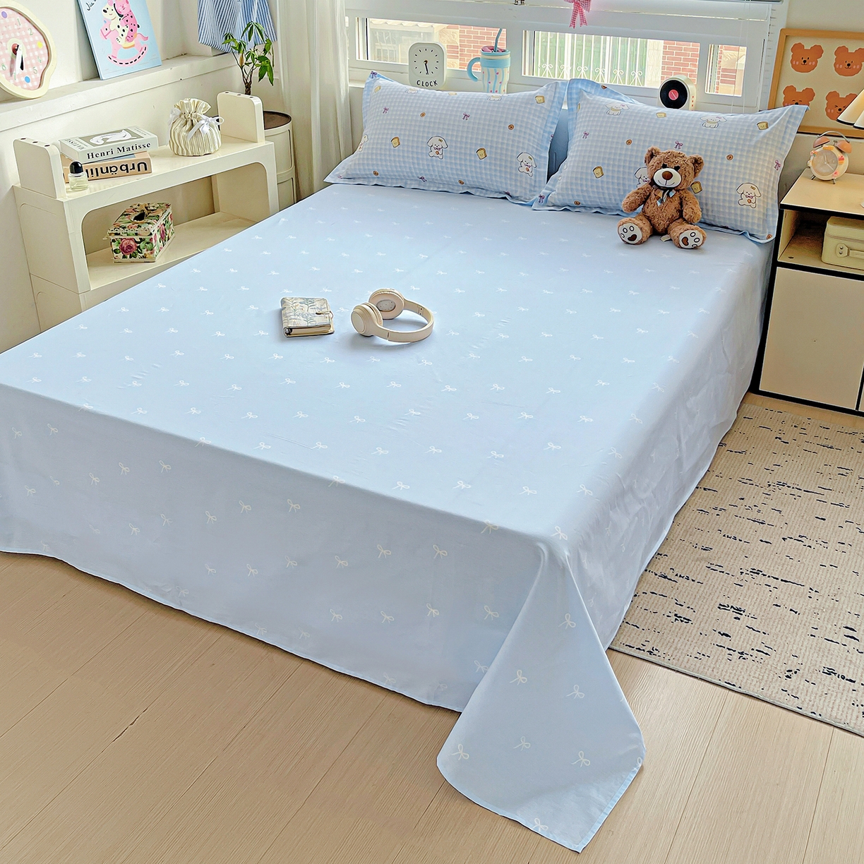 91家纺网 家纺一手货源 找家纺 恩泽家纺 2025新款加厚全棉纯棉印花系列床单单件-单床单 面包小狗