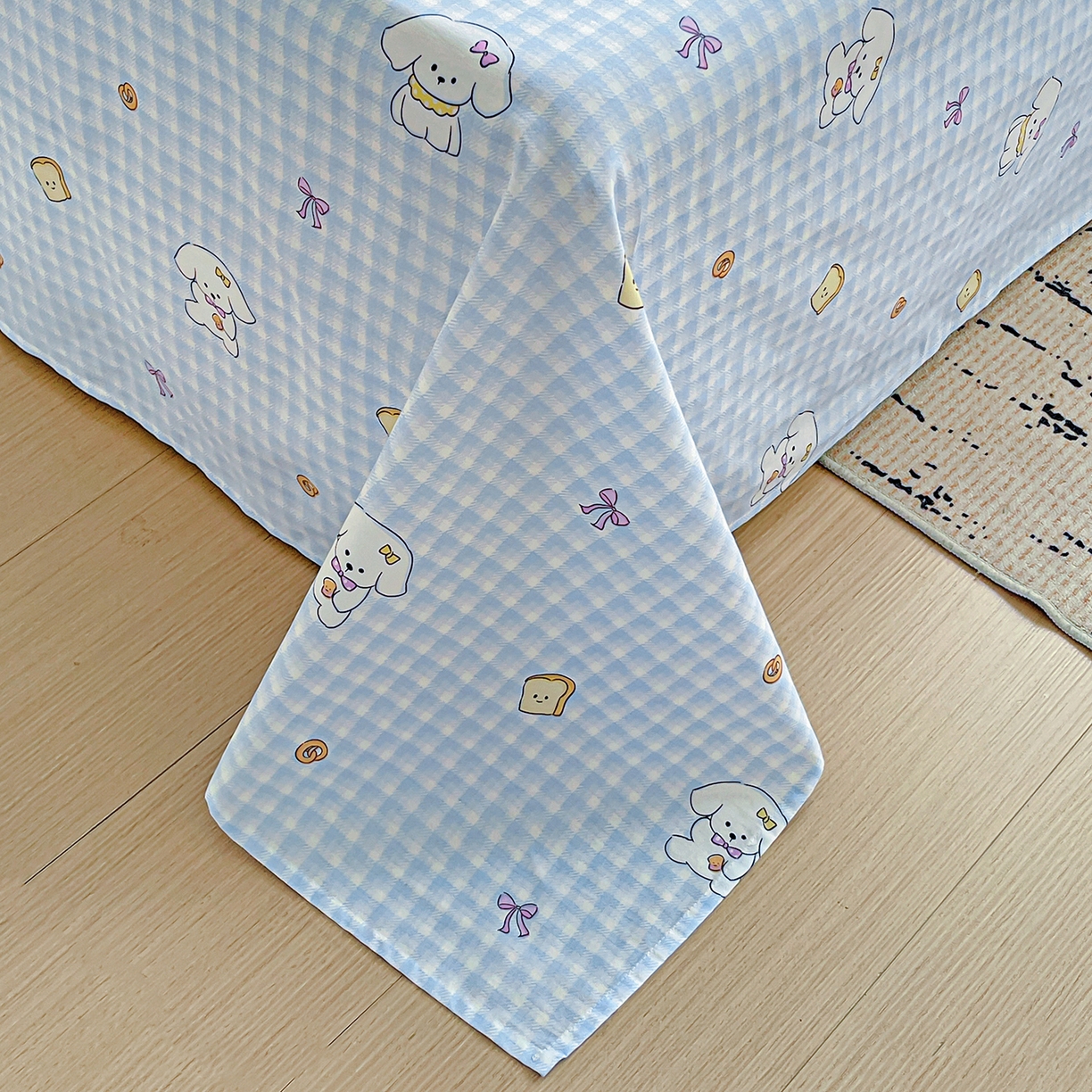 91家纺网 家纺一手货源 找家纺 恩泽家纺 2025新款加厚全棉纯棉印花系列床单单件-单床单 面包小狗