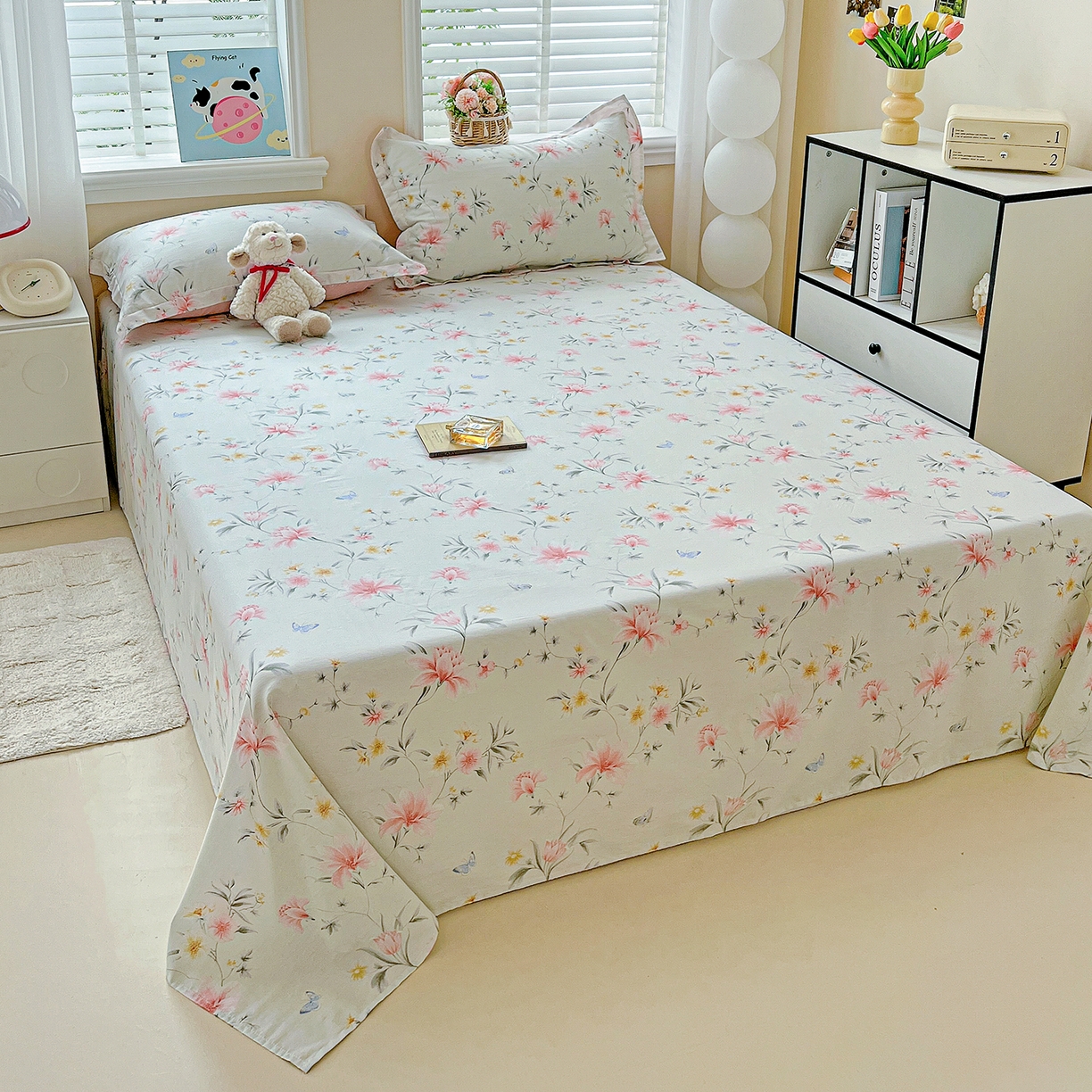 91家纺网 家纺一手货源 找家纺 恩泽家纺 2025新款加厚全棉纯棉印花系列床单单件-单床单 沐春风