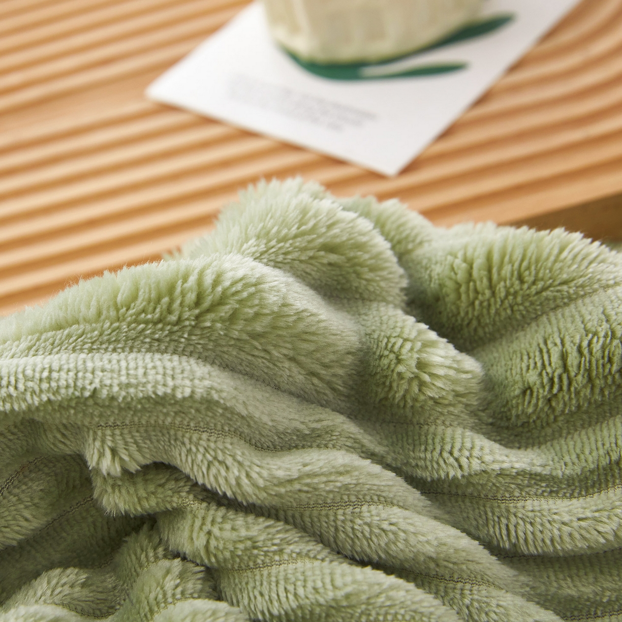 91家纺网 家纺一手货源 找家纺 肖恩毯业2025新款子母条兔毛绒毛毯盖毯休闲毯绒毯毯子跨境专供可打卷外贸出口可定制尺寸 子母-果绿