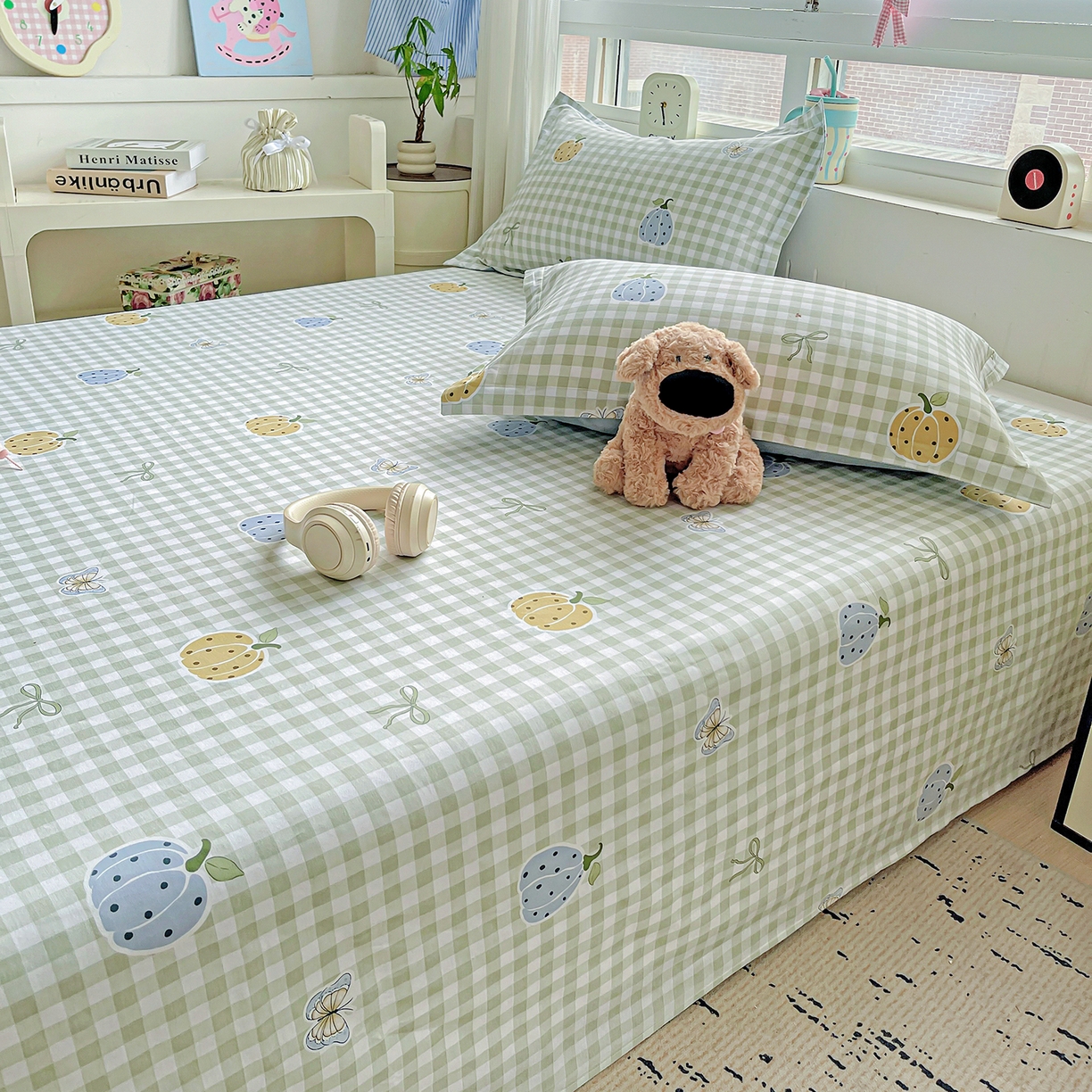 91家纺网 家纺一手货源 找家纺 恩泽家纺 2025新款加厚全棉纯棉印花系列床单单件-单床单 南瓜小贝