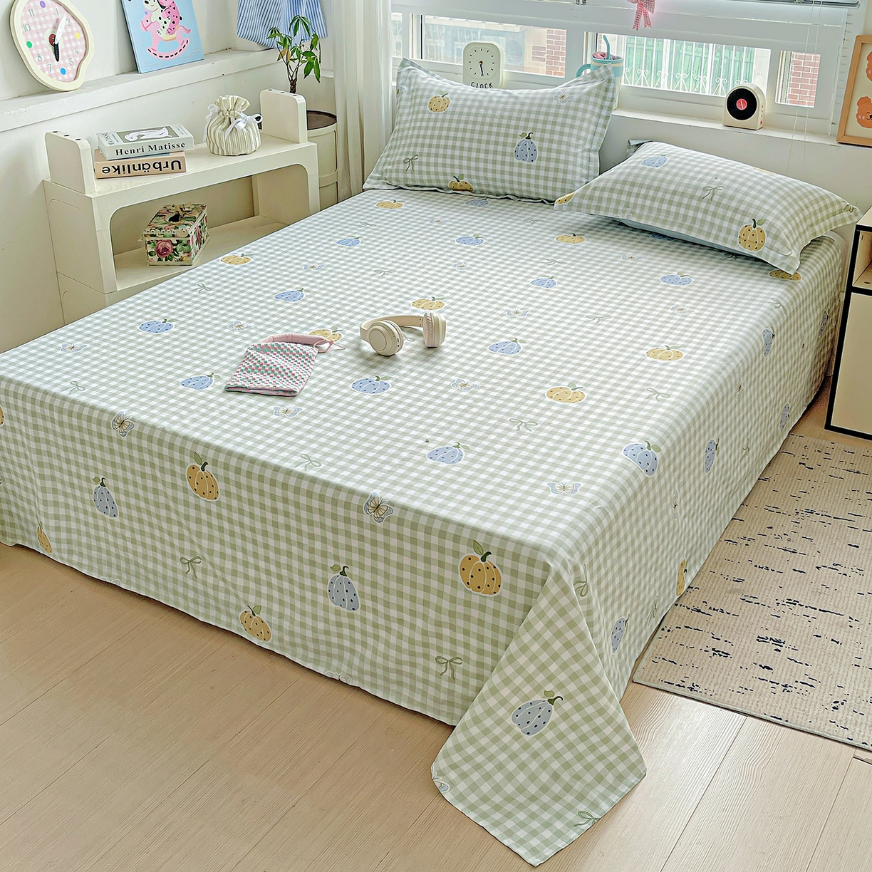 91家纺网 家纺一手货源 找家纺 恩泽家纺 2025新款加厚全棉纯棉印花系列床单单件-单床单 南瓜小贝