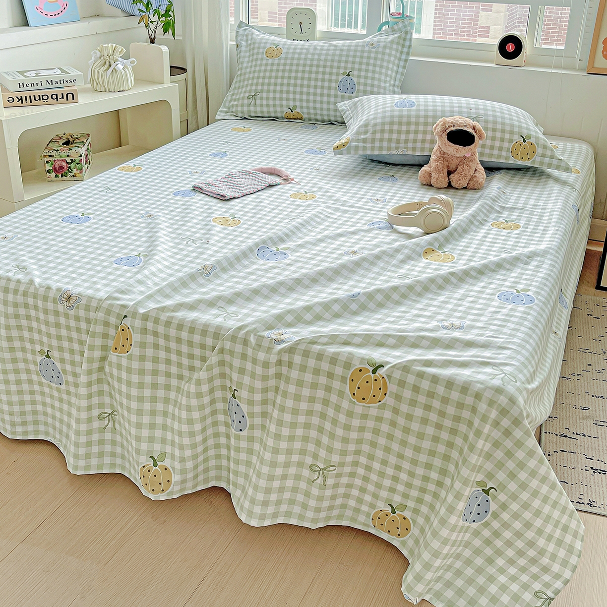 91家纺网 家纺一手货源 找家纺 恩泽家纺 2025新款加厚全棉纯棉印花系列床单单件-单床单 南瓜小贝