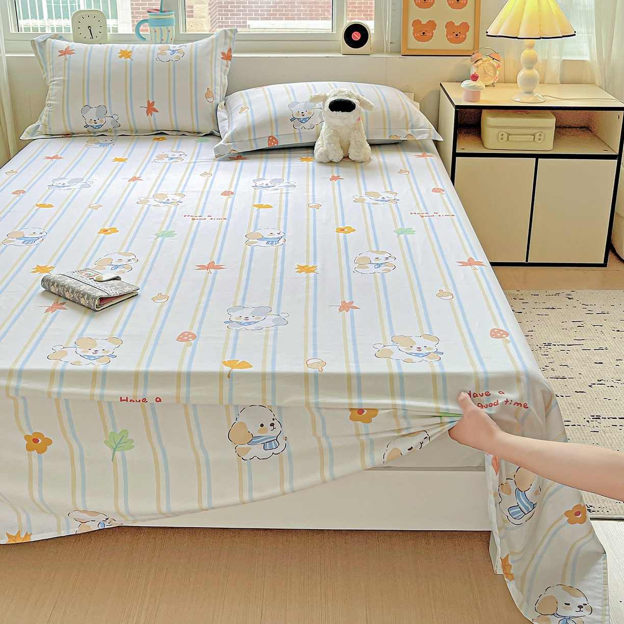 91家纺网 家纺一手货源 找家纺 恩泽家纺 2025新款加厚全棉纯棉印花系列床单单件-单床单 甜美派