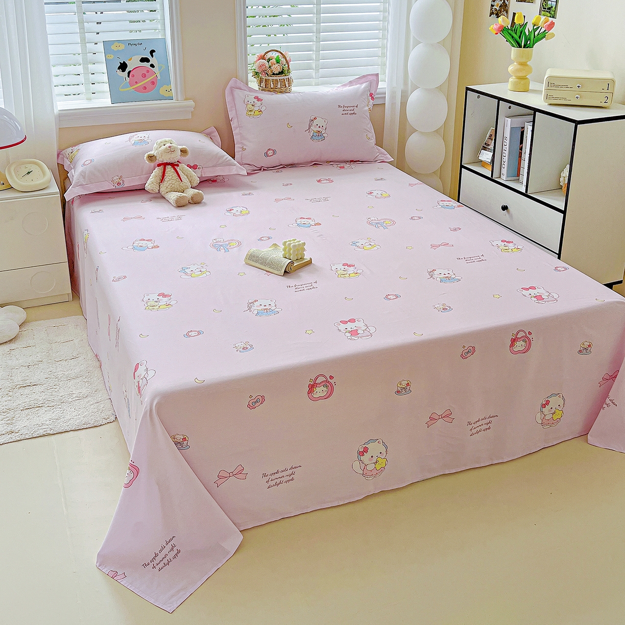 91家纺网 家纺一手货源 找家纺 恩泽家纺 2025新款加厚全棉纯棉印花系列床单单件-单床单 甜心玩伴