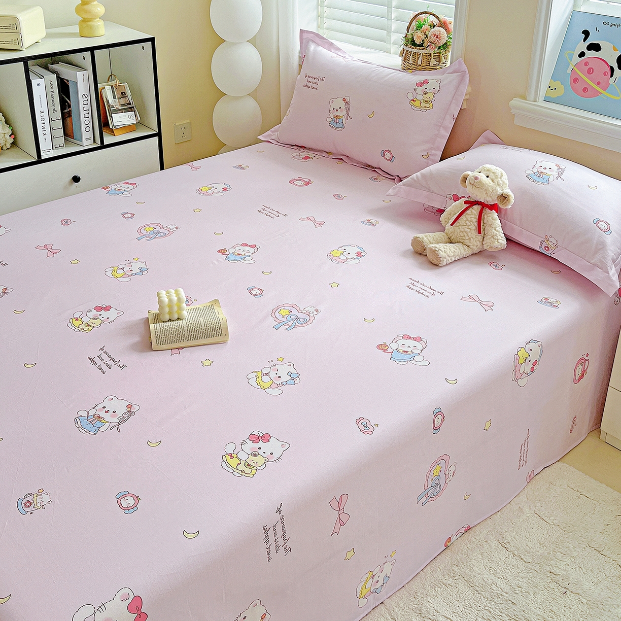 91家纺网 家纺一手货源 找家纺 恩泽家纺 2025新款加厚全棉纯棉印花系列床单单件-单床单 甜心玩伴