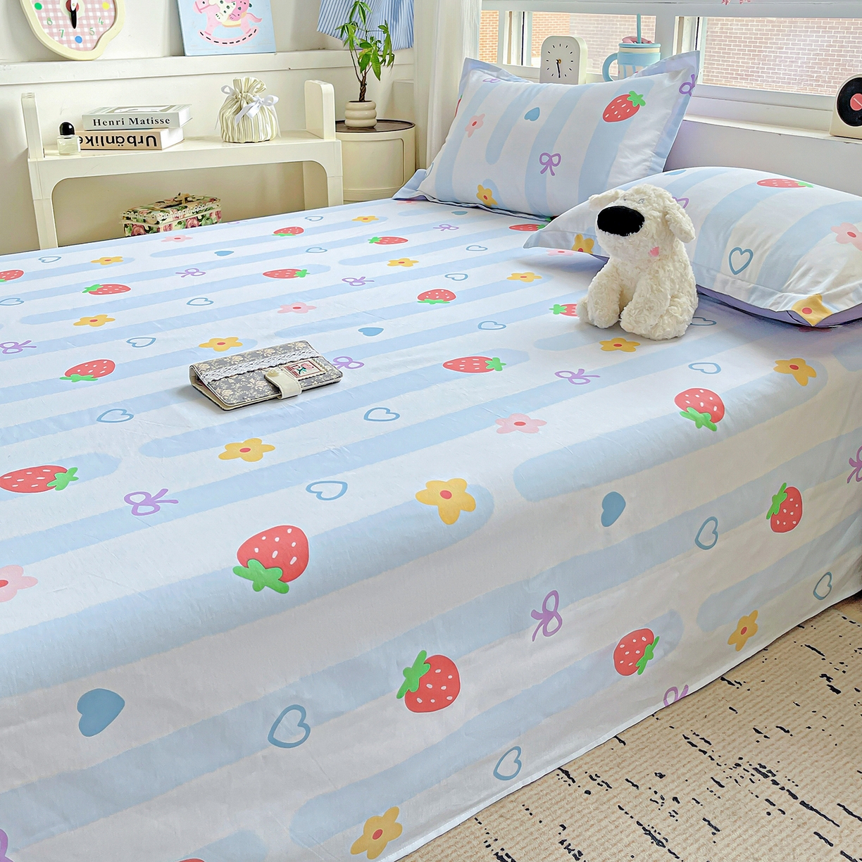 91家纺网 家纺一手货源 找家纺 恩泽家纺 2025新款加厚全棉纯棉印花系列床单单件-单床单 心之恋