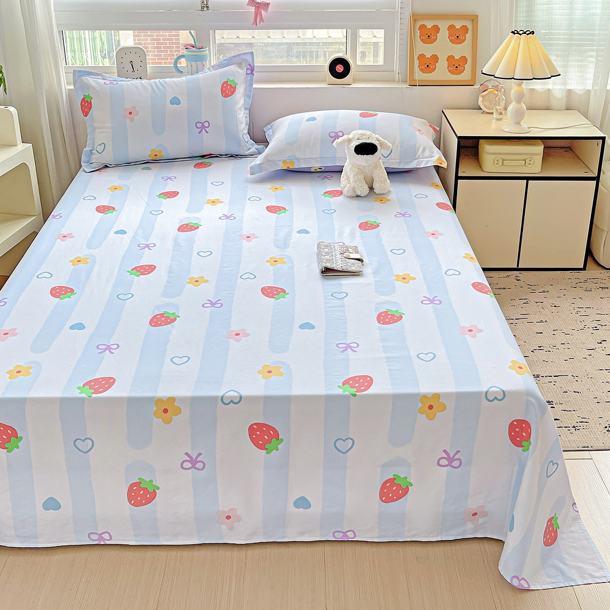 91家纺网 家纺一手货源 找家纺 恩泽家纺 2025新款加厚全棉纯棉印花系列床单单件-单床单 心之恋