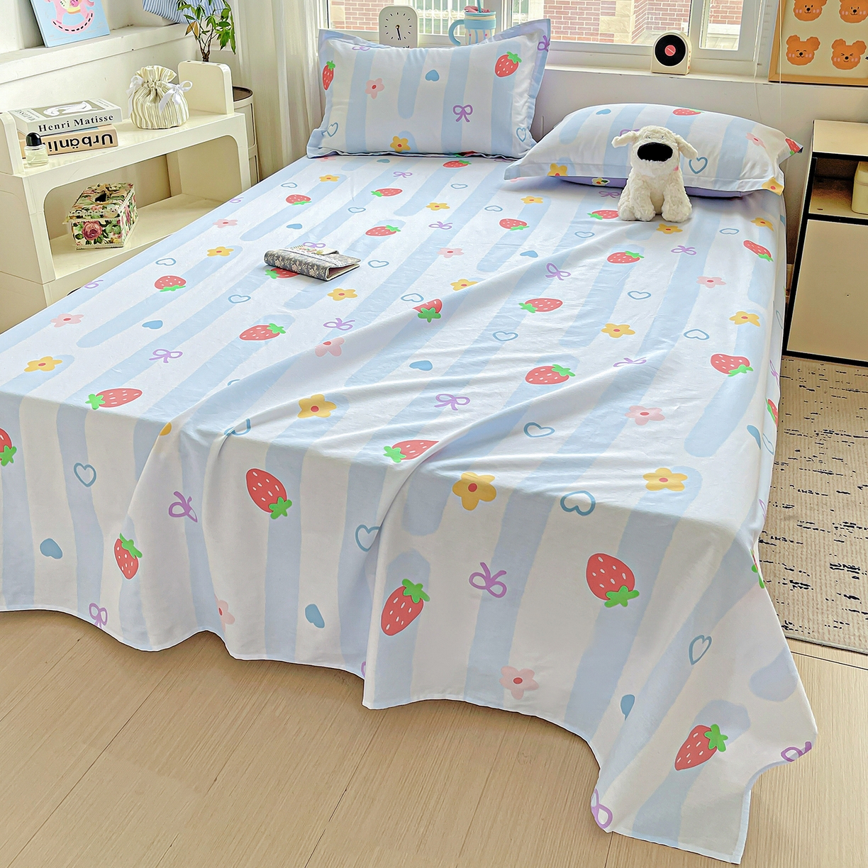 91家纺网 家纺一手货源 找家纺 恩泽家纺 2025新款加厚全棉纯棉印花系列床单单件-单床单 心之恋