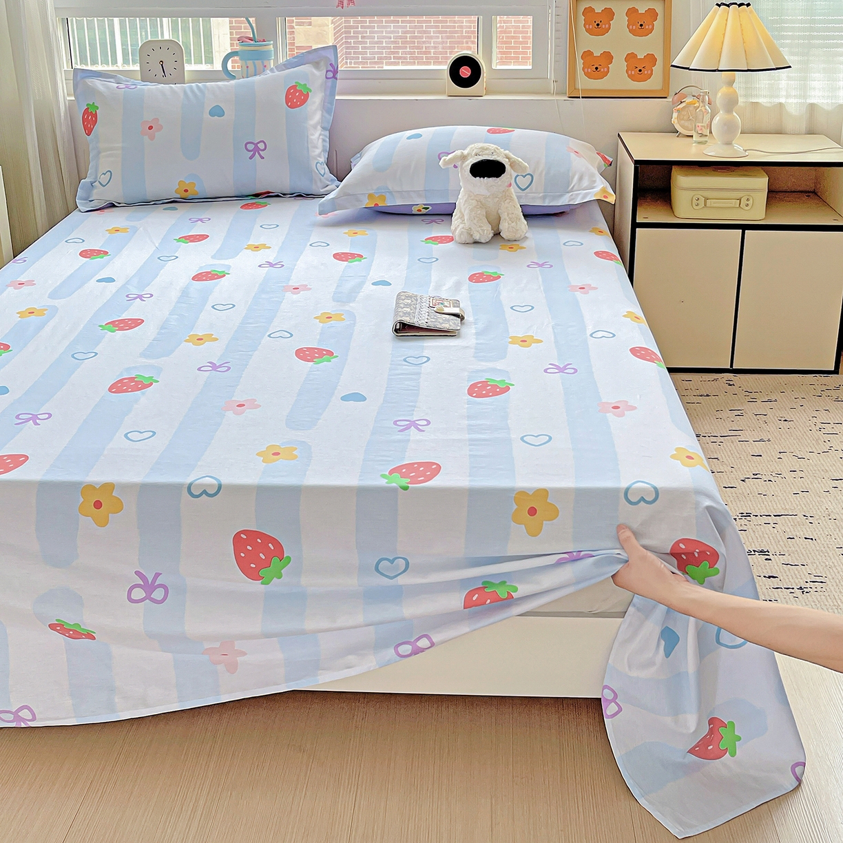 91家纺网 家纺一手货源 找家纺 恩泽家纺 2025新款加厚全棉纯棉印花系列床单单件-单床单 心之恋