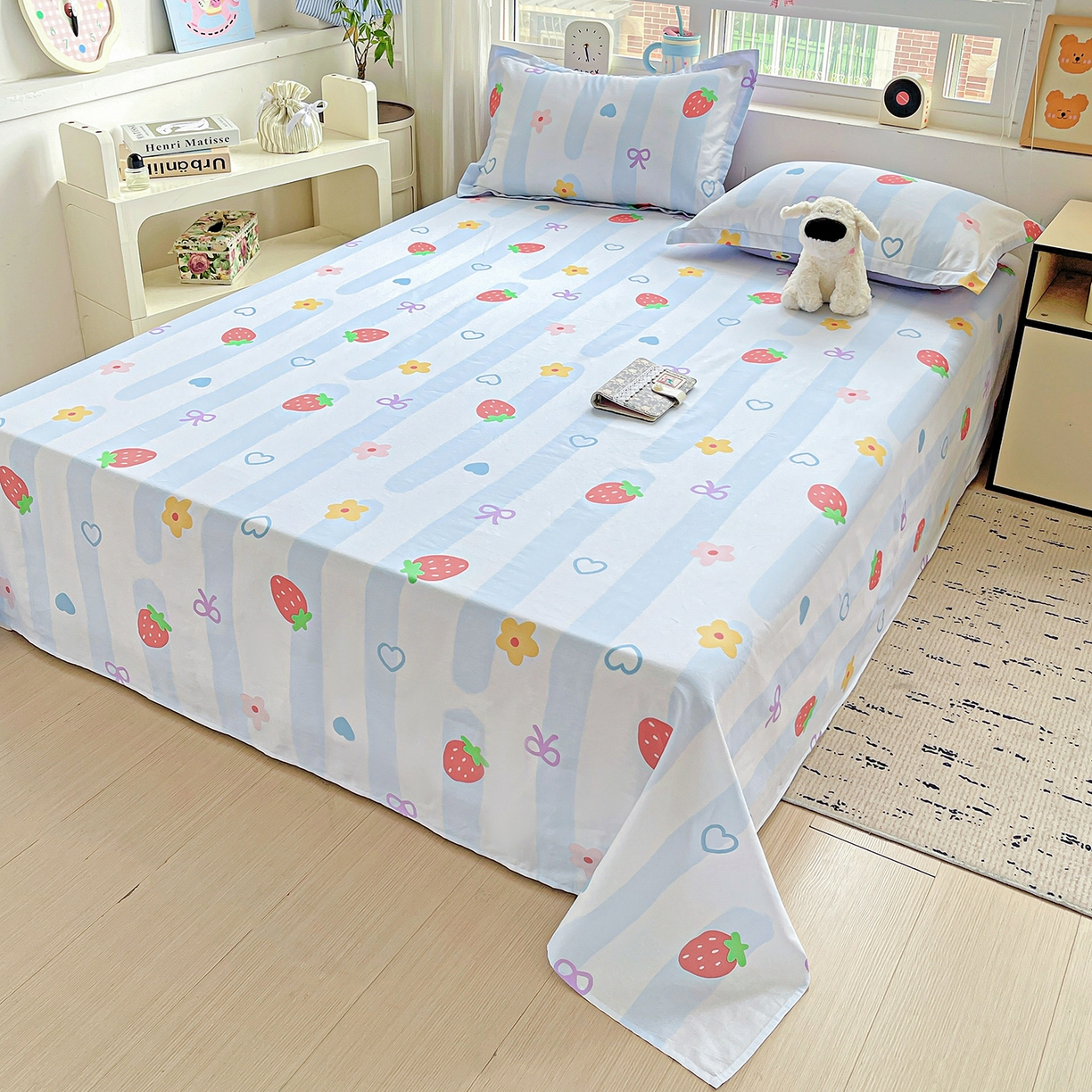 91家纺网 家纺一手货源 找家纺 恩泽家纺 2025新款加厚全棉纯棉印花系列床单单件-单床单 心之恋