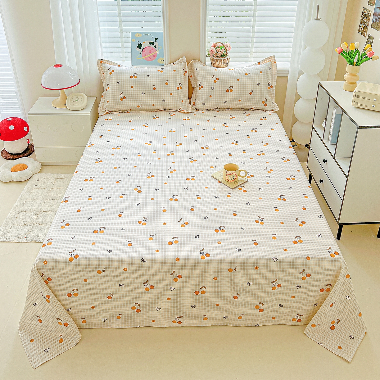 恩泽家纺 2025新款加厚全棉纯棉印花系列床单单件-单床单 樱桃