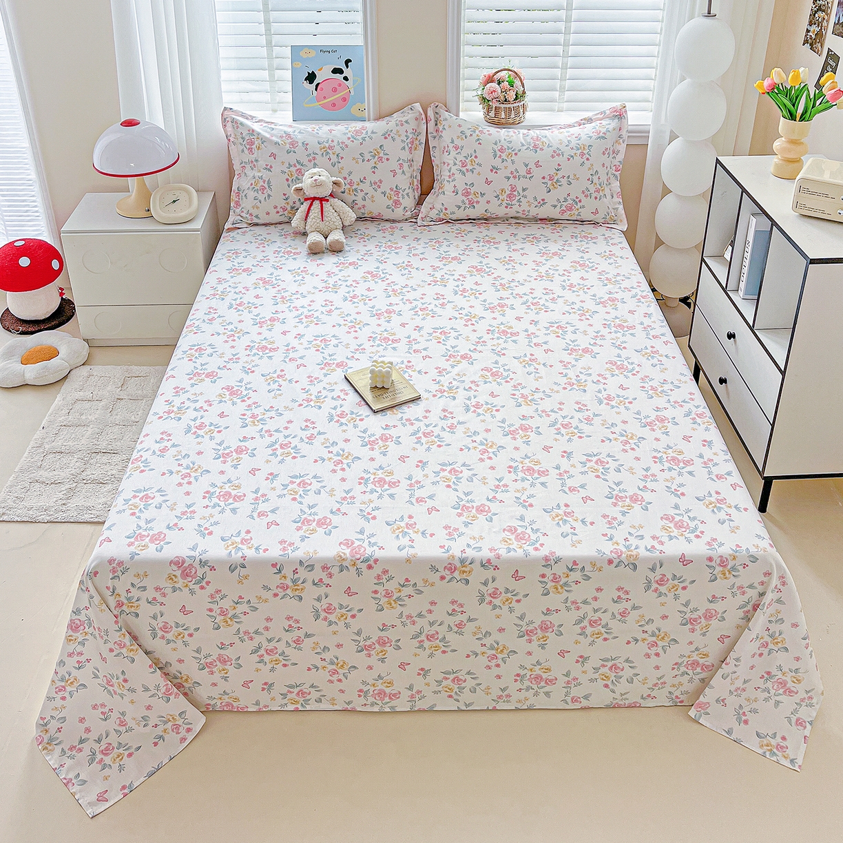 恩泽家纺 2025新款加厚全棉纯棉印花系列床单单件-单床单 遇见浪漫