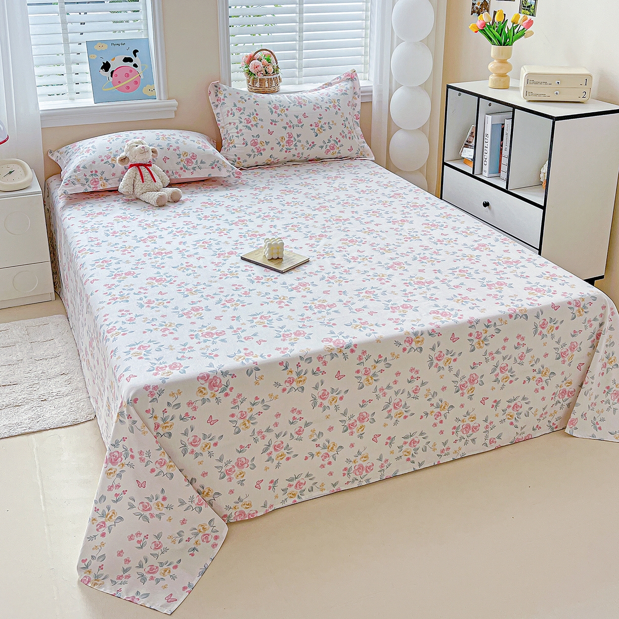 91家纺网 家纺一手货源 找家纺 恩泽家纺 2025新款加厚全棉纯棉印花系列床单单件-单床单 遇见浪漫