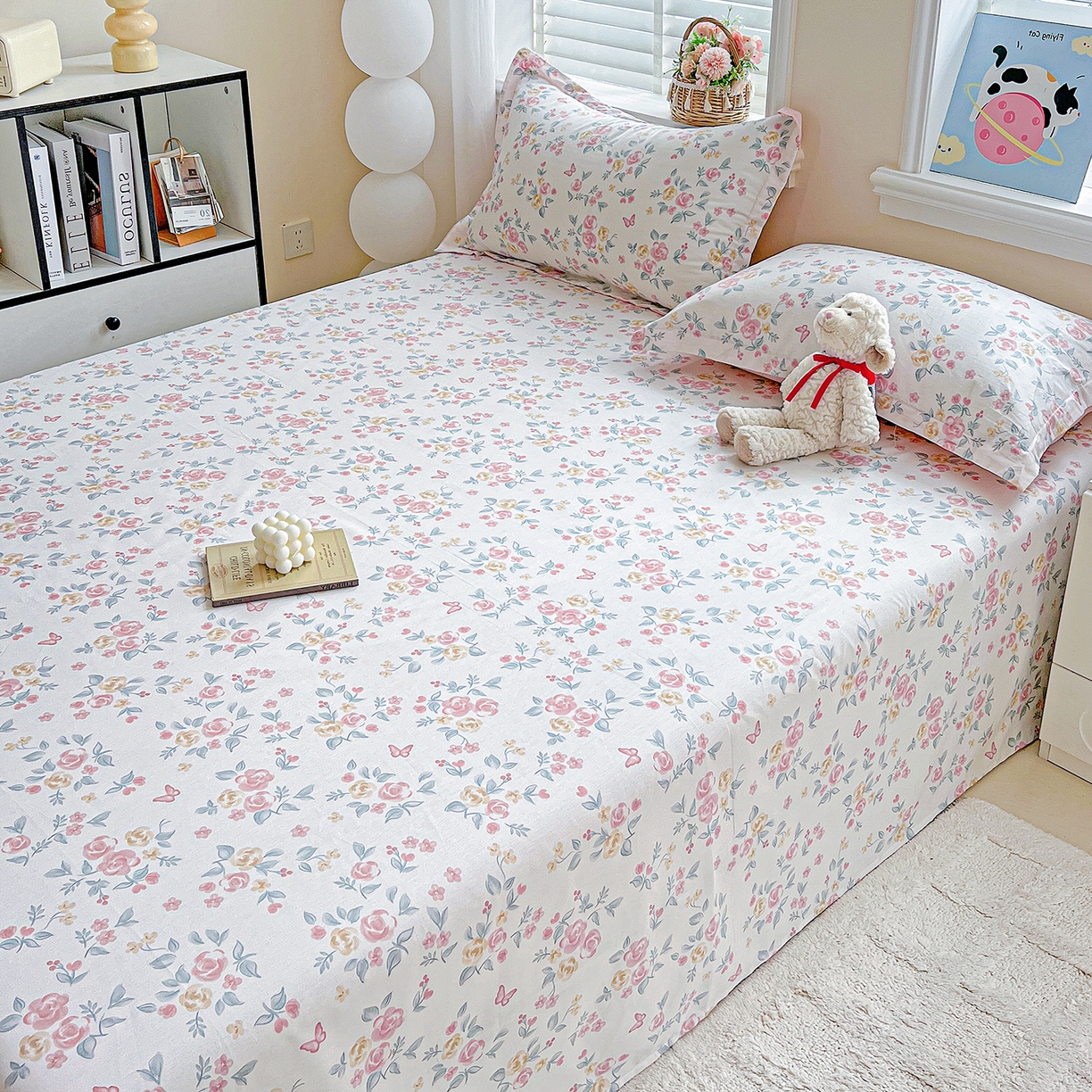 91家纺网 家纺一手货源 找家纺 恩泽家纺 2025新款加厚全棉纯棉印花系列床单单件-单床单 遇见浪漫