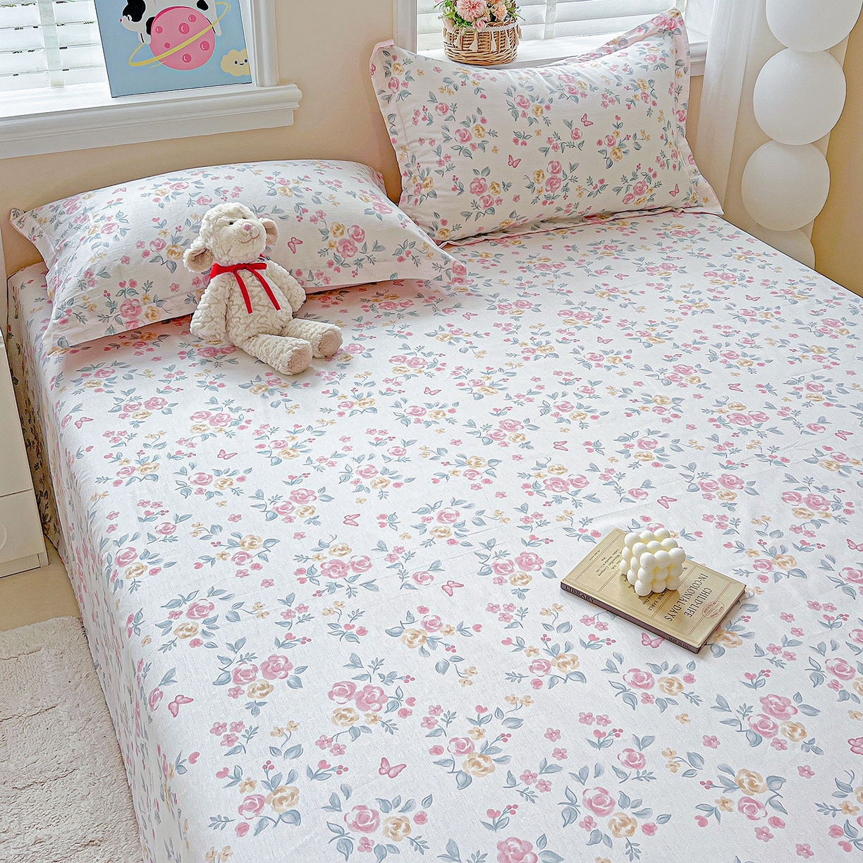 91家纺网 家纺一手货源 找家纺 恩泽家纺 2025新款加厚全棉纯棉印花系列床单单件-单床单 遇见浪漫