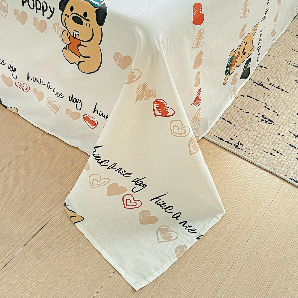 91家纺网 家纺一手货源 找家纺 恩泽家纺 2025新款加厚全棉纯棉印花系列床单单件-单床单 元气狗狗