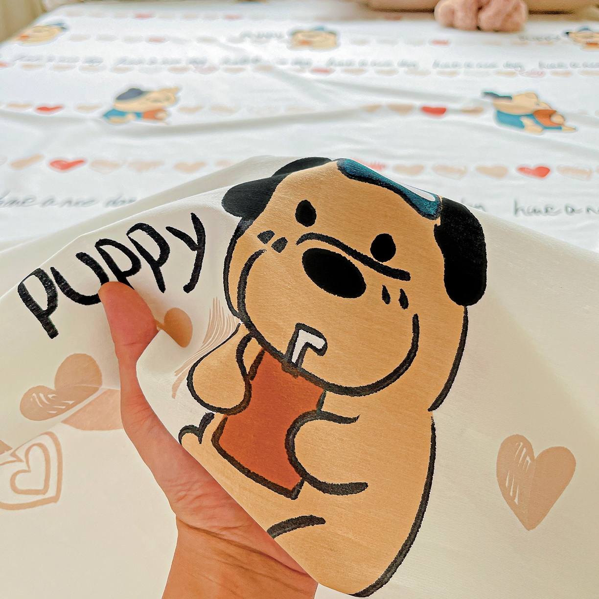 91家纺网 家纺一手货源 找家纺 恩泽家纺 2025新款加厚全棉纯棉印花系列床单单件-单床单 元气狗狗