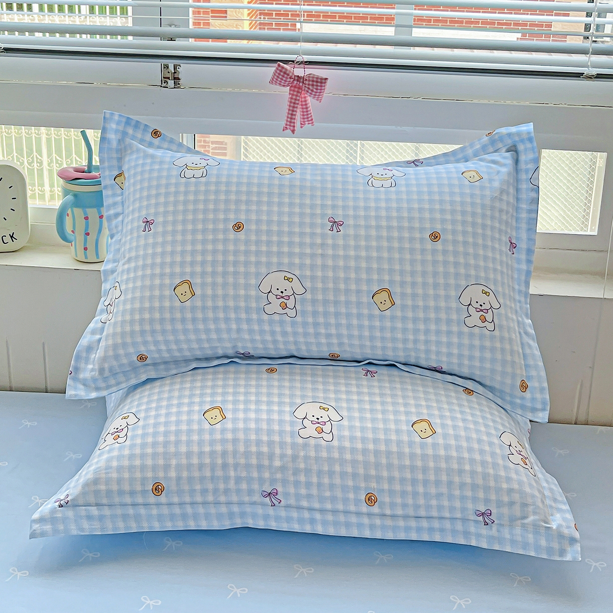 91家纺网 家纺一手货源 找家纺 恩泽家纺 2025新款加厚全棉纯棉印花系列枕套单件-单枕套 面包小狗