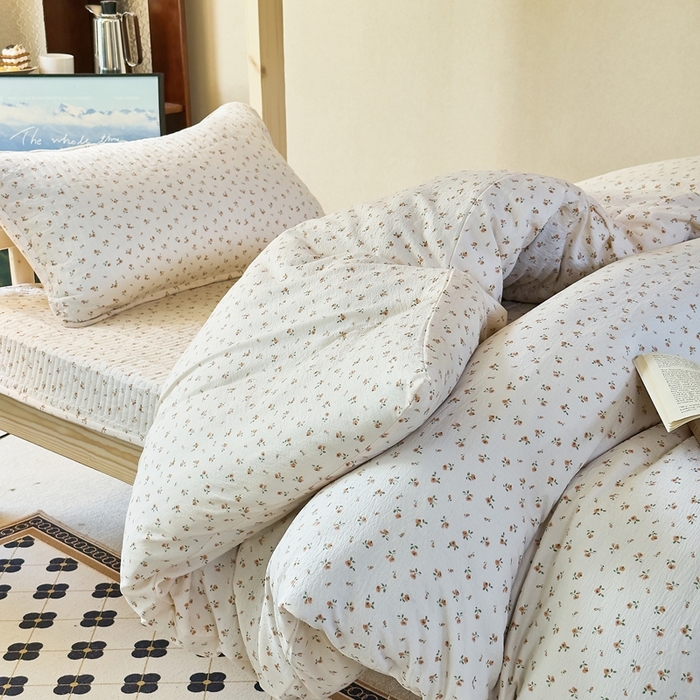 91家纺网 家纺一手货源 找家纺 （总）梦莱斯2025新款皱皱棉学生款床盖三件套