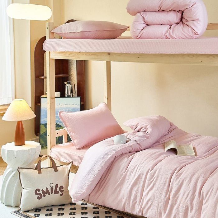 91家纺网 家纺一手货源 找家纺 （总）梦莱斯2025新款皱皱棉学生款床盖三件套