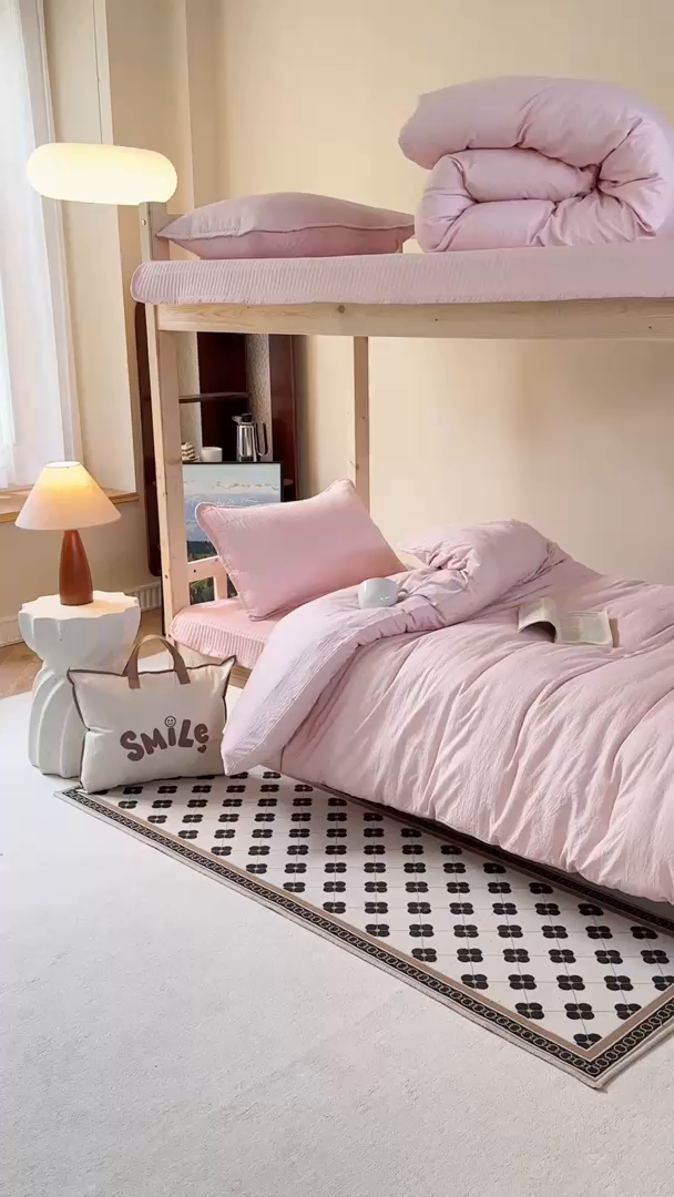 91家纺网 家纺一手货源 找家纺 （总）梦莱斯2025新款皱皱棉学生款床盖三件套