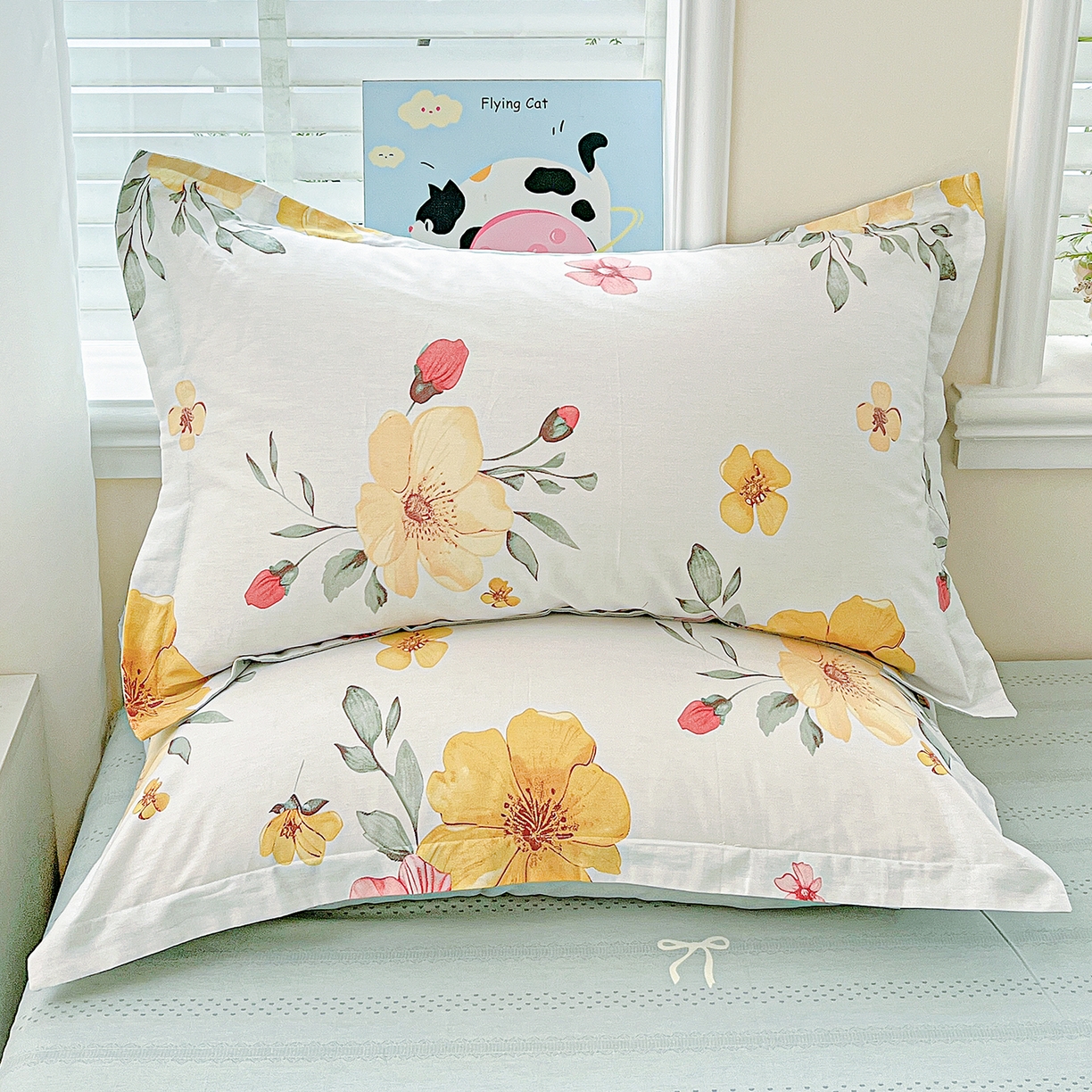 恩泽家纺 2025新款加厚全棉纯棉印花系列枕套单件-单枕套 花柔