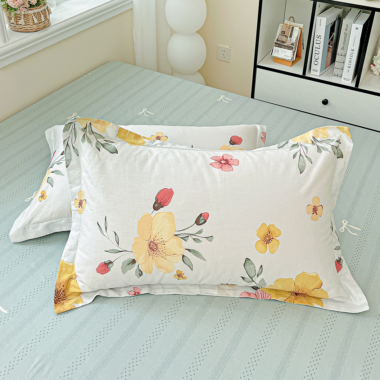 91家纺网 家纺一手货源 找家纺 恩泽家纺 2025新款加厚全棉纯棉印花系列枕套单件-单枕套 花柔