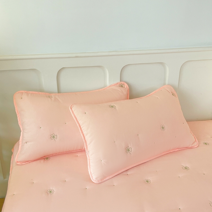 91家纺网 家纺一手货源 找家纺 贝拉梦家纺 2025水洗棉刺绣夹棉床笠防滑床罩床垫保护套 金缕扇-粉玉