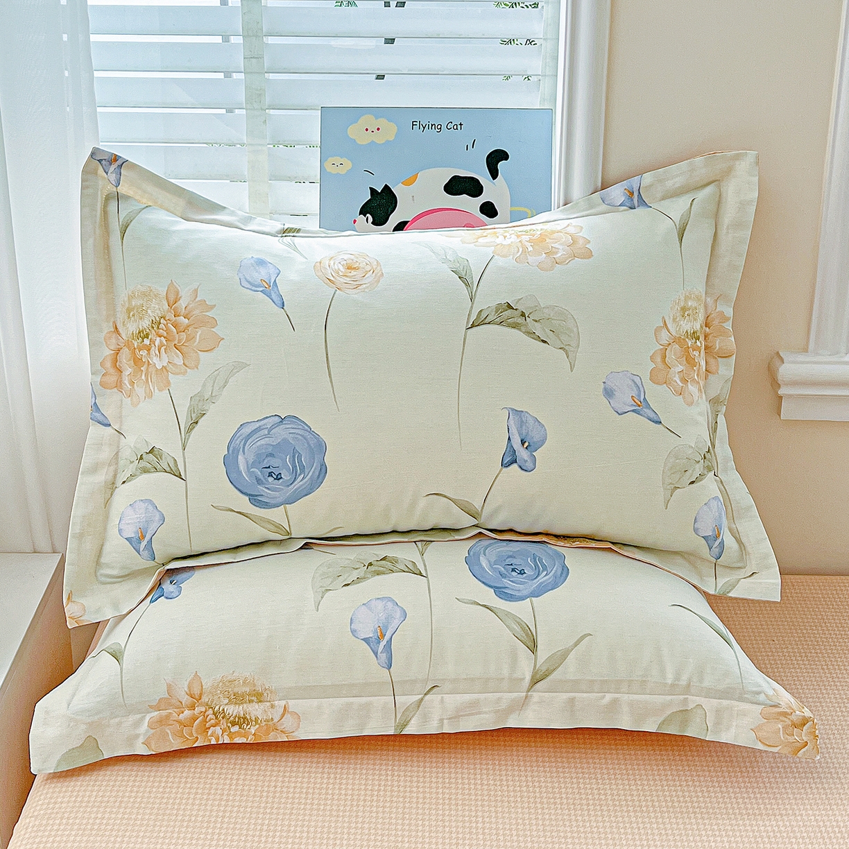 恩泽家纺 2025新款加厚全棉纯棉印花系列枕套单件-单枕套 锦花缘