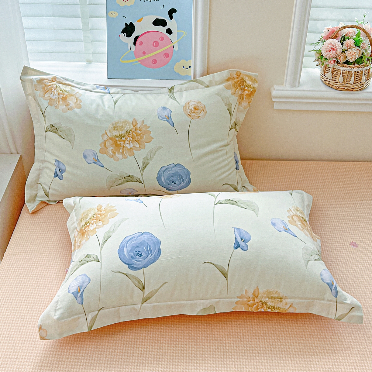 91家纺网 家纺一手货源 找家纺 恩泽家纺 2025新款加厚全棉纯棉印花系列枕套单件-单枕套 锦花缘