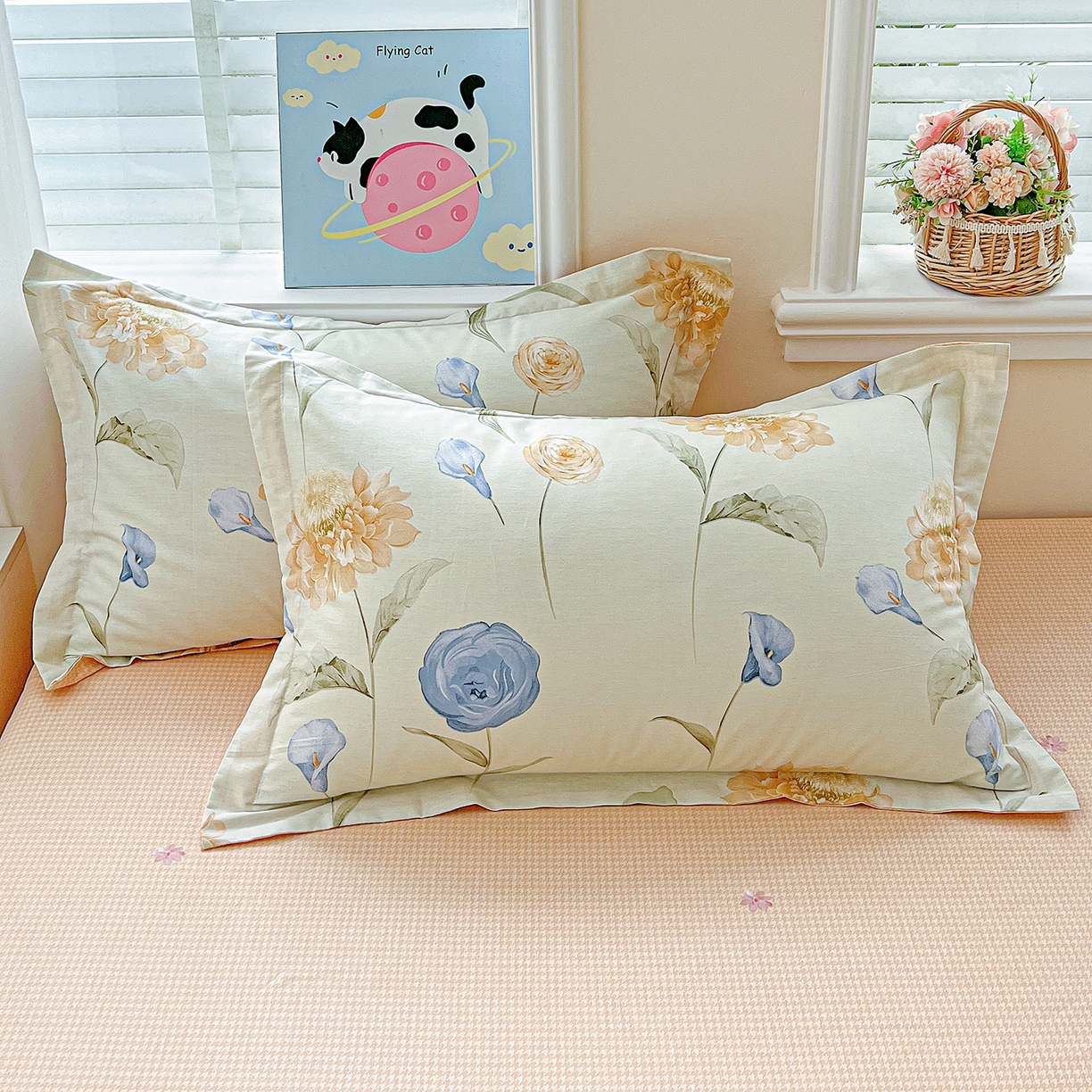 91家纺网 家纺一手货源 找家纺 恩泽家纺 2025新款加厚全棉纯棉印花系列枕套单件-单枕套 锦花缘