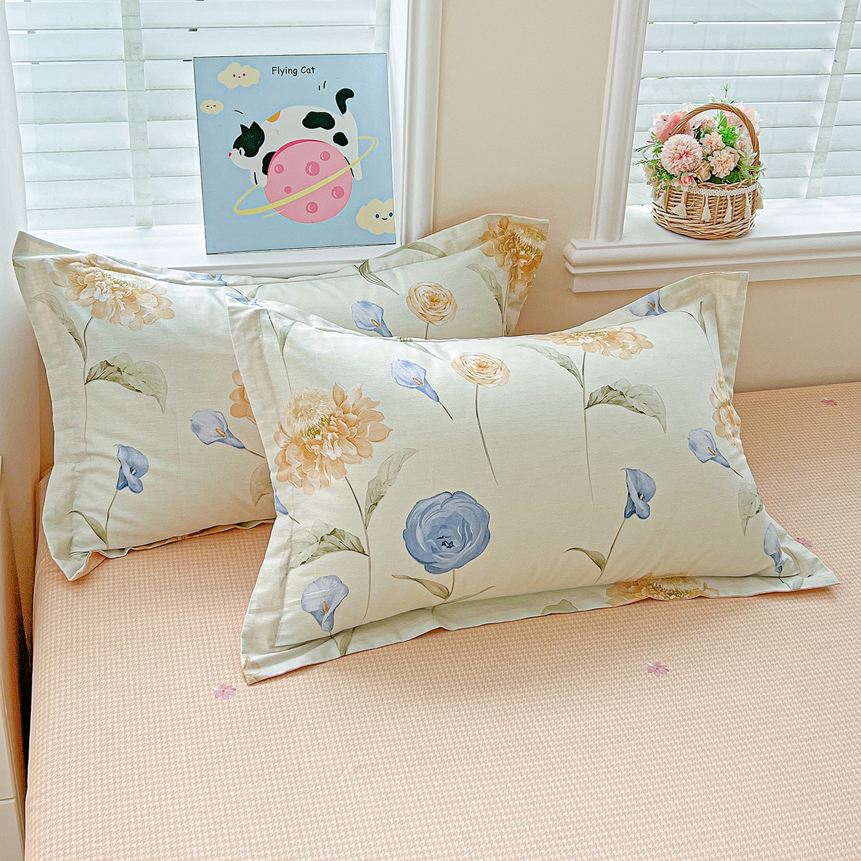 91家纺网 家纺一手货源 找家纺 恩泽家纺 2025新款加厚全棉纯棉印花系列枕套单件-单枕套 锦花缘