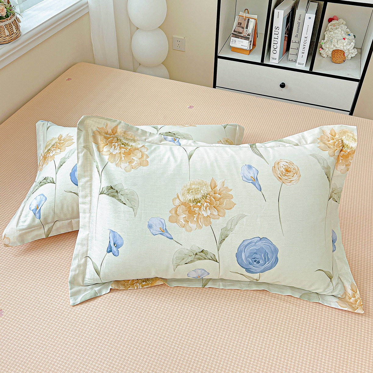 91家纺网 家纺一手货源 找家纺 恩泽家纺 2025新款加厚全棉纯棉印花系列枕套单件-单枕套 锦花缘