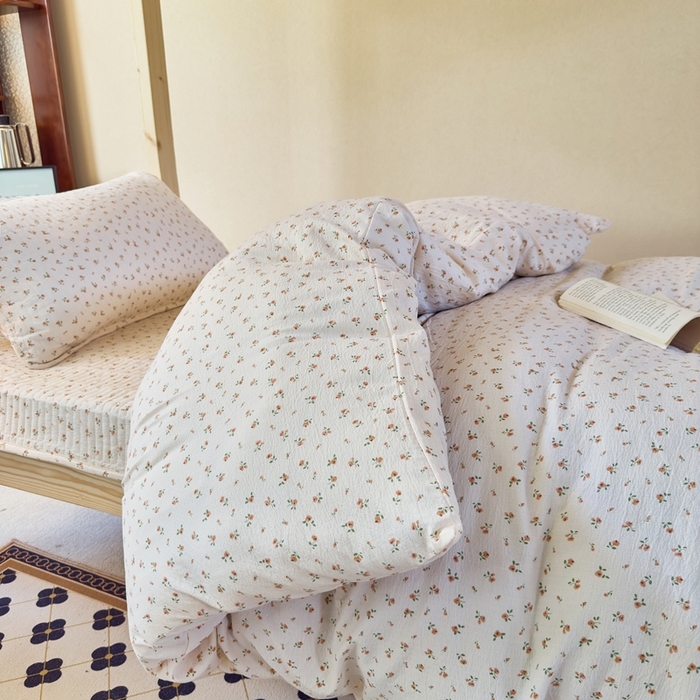 91家纺网 家纺一手货源 找家纺 梦莱斯2025新款皱皱棉学生款床盖三件套 法式少女
