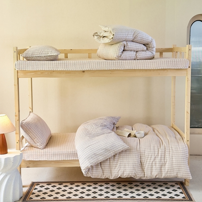 91家纺网 家纺一手货源 找家纺 梦莱斯2025新款皱皱棉学生款床盖三件套 简夕米