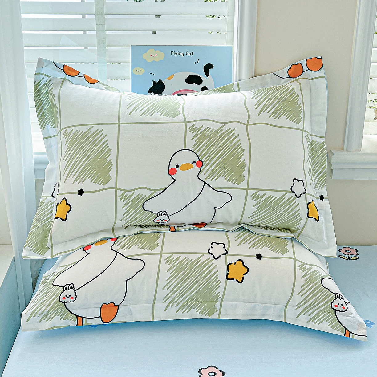 恩泽家纺 2025新款加厚全棉纯棉印花系列枕套单件-单枕套 可爱鸭