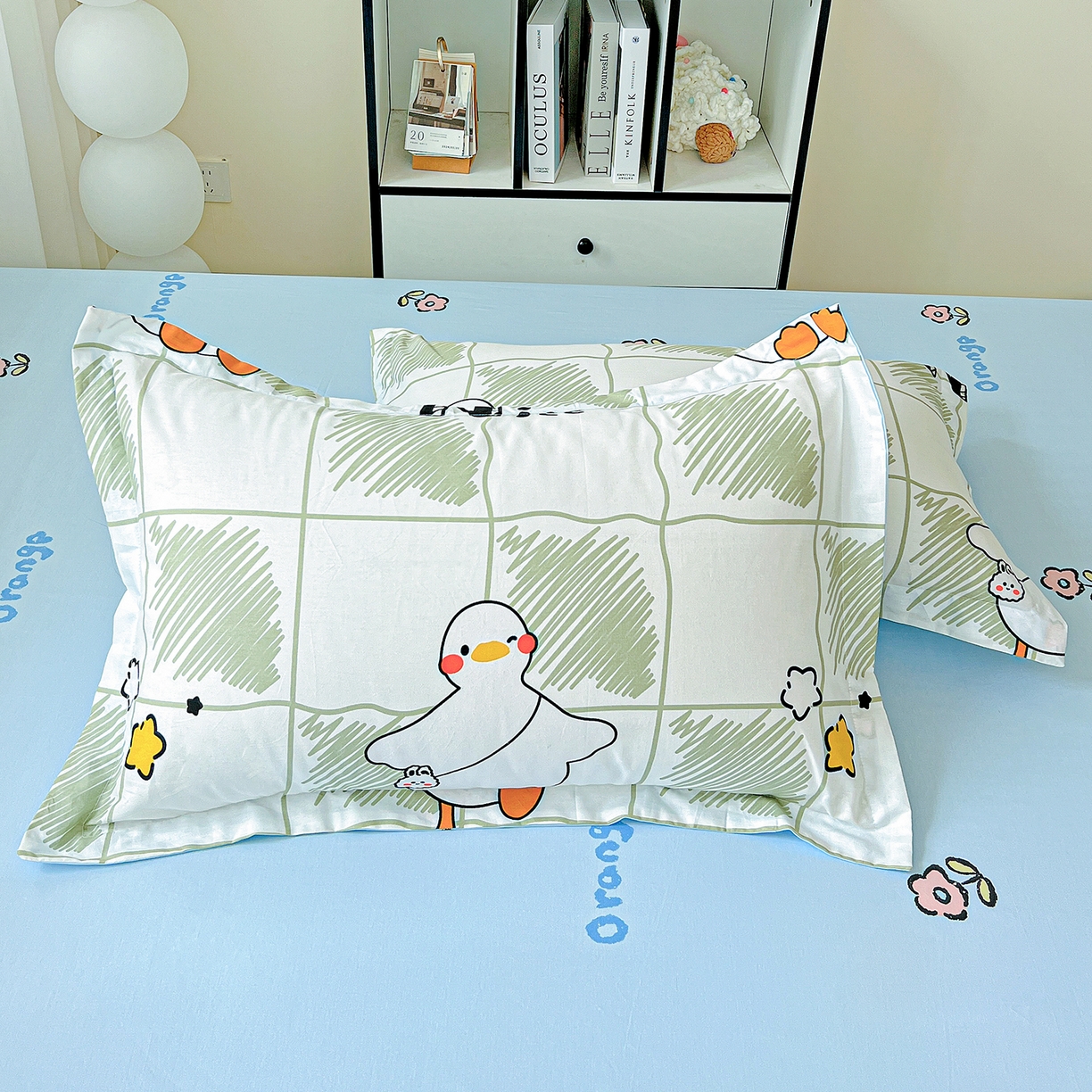 91家纺网 家纺一手货源 找家纺 恩泽家纺 2025新款加厚全棉纯棉印花系列枕套单件-单枕套 可爱鸭