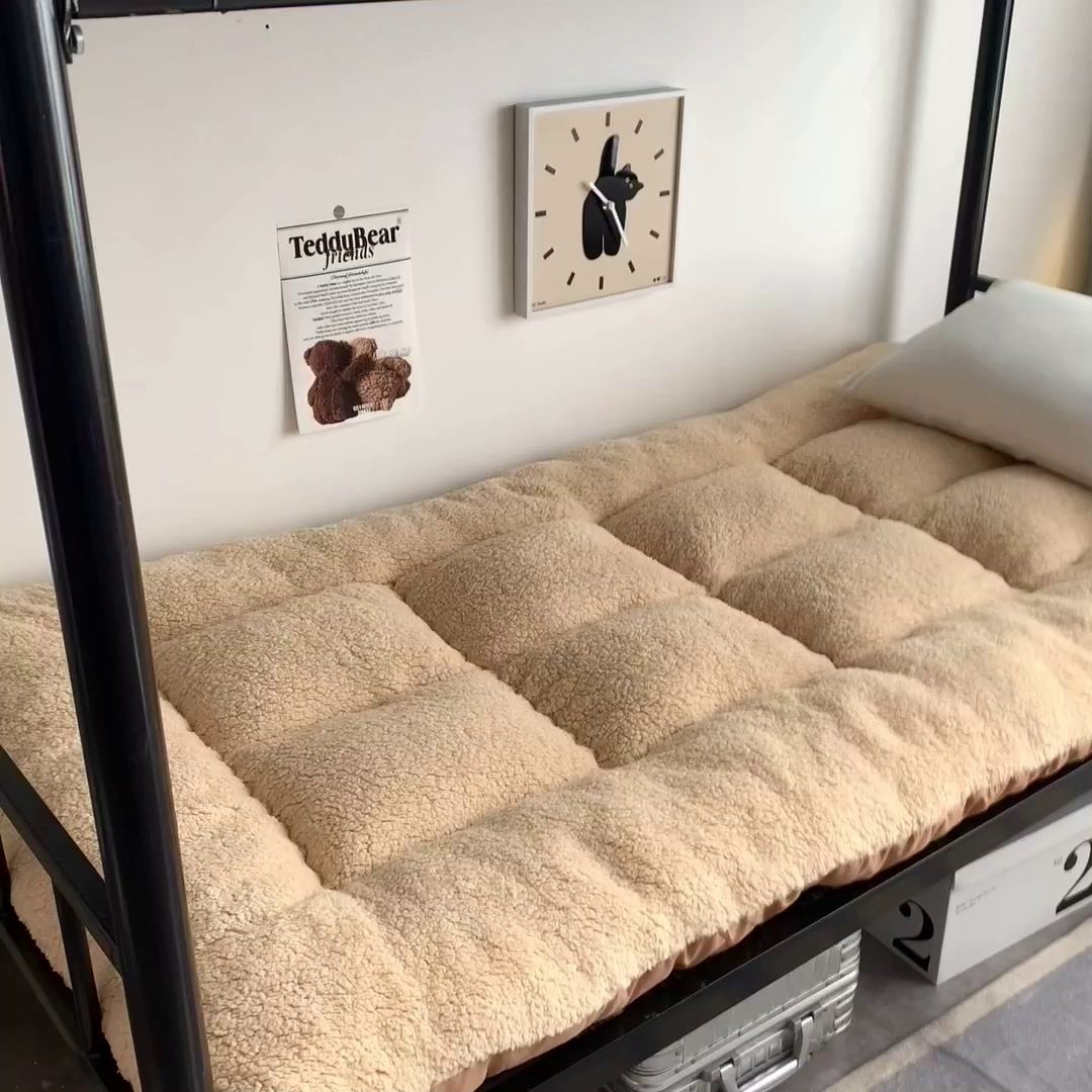 91家纺网 家纺一手货源 找家纺 （总）缦纱 2025新款保暖羊羔绒暖冬床垫学生季宿舍床垫-学生床垫