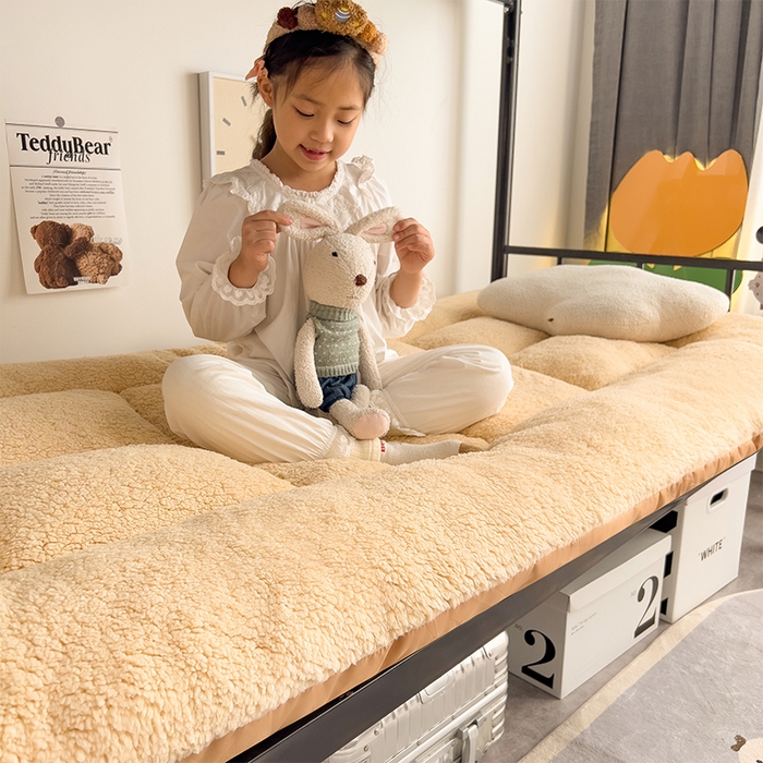 91家纺网 家纺一手货源 找家纺 （总）缦纱 2025新款保暖羊羔绒暖冬床垫学生季宿舍床垫-学生床垫