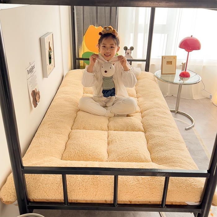 91家纺网 家纺一手货源 找家纺 （总）缦纱 2025新款保暖羊羔绒暖冬床垫学生季宿舍床垫-学生床垫