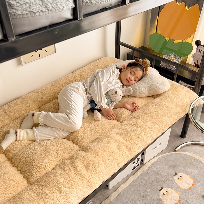 91家纺网 家纺一手货源 找家纺 （总）缦纱 2025新款保暖羊羔绒暖冬床垫学生季宿舍床垫-学生床垫