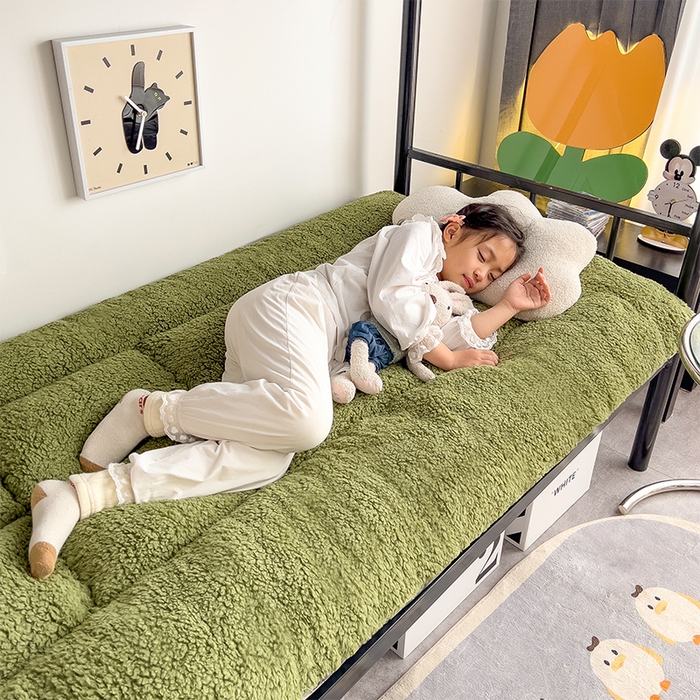 91家纺网 家纺一手货源 找家纺 （总）缦纱 2025新款保暖羊羔绒暖冬床垫学生季宿舍床垫-学生床垫