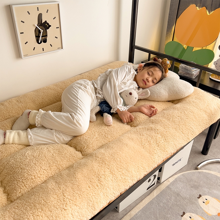 91家纺网 家纺一手货源 找家纺 （总）缦纱 2025新款保暖羊羔绒暖冬床垫学生季宿舍床垫-学生床垫