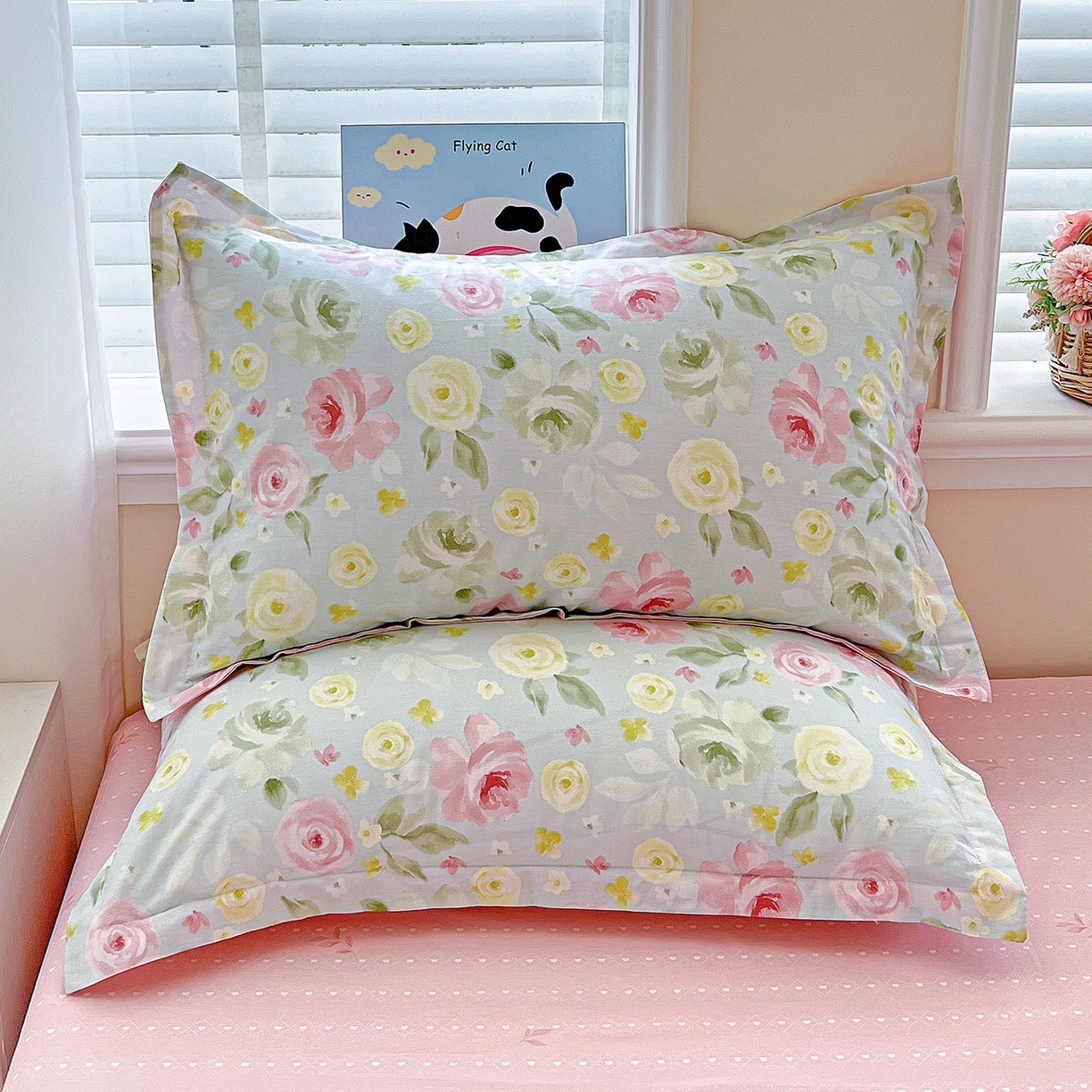 恩泽家纺 2025新款加厚全棉纯棉印花系列枕套单件-单枕套 满园芬芳